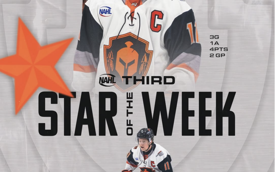 SEBASTIAN SPECK NAMED TO NAHL’S 3 STARS OF THE WEEK FOR 2ND WEEK IN A ROW